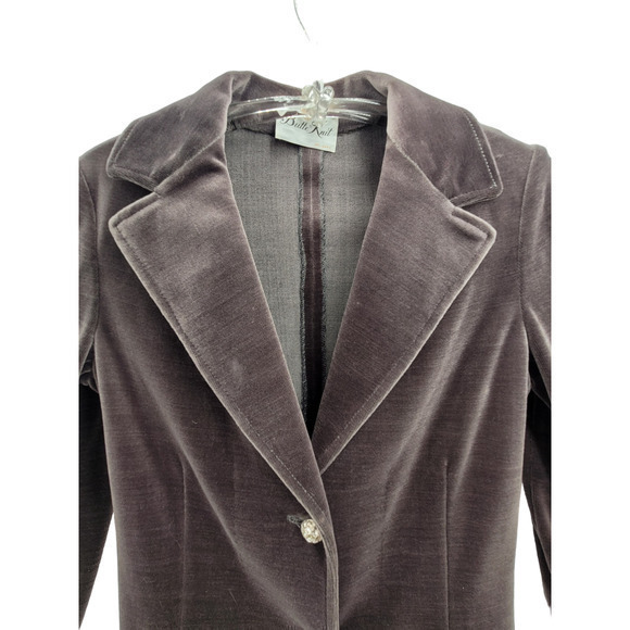 Vintage Butte Knit Iridescent Velour Rhinestone Button Jacket Maxi Skirt Set - Picture 7 of 17